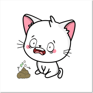 Funny angora cat smells poo poo Posters and Art